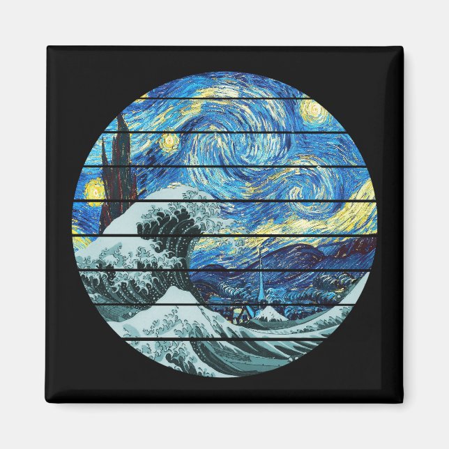 AIMANT IMPRESSIONISME NUIT ÉTOILÉE VAGUE DE KANAGAWA ART (Devant)