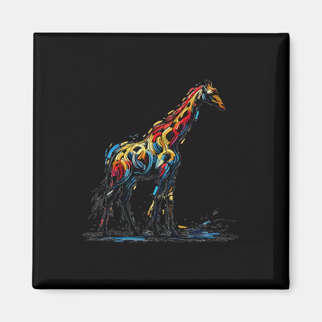 Aimant Impressionnisme coloré Style Giraffe Amoureux des  (Devant)