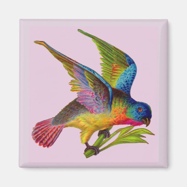 Aimant imprimé d'oiseau victorien ultra coloré (Devant)