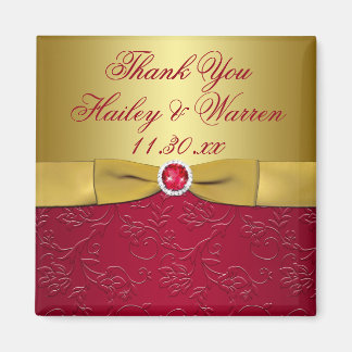 Aimant IMPRIMÉ RIBBON Rouge, Gold Floral Wedding Favorise