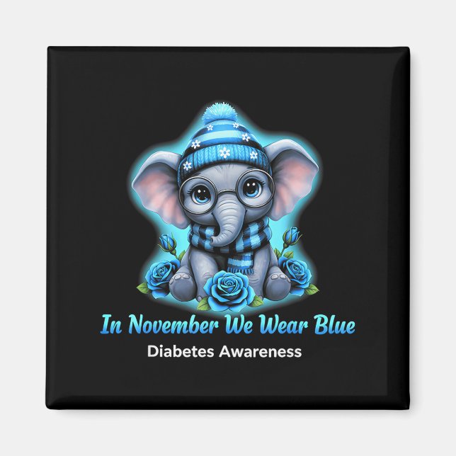 Aimant In November We Wear Blue Diabetes Awareness Ribbon (Devant)