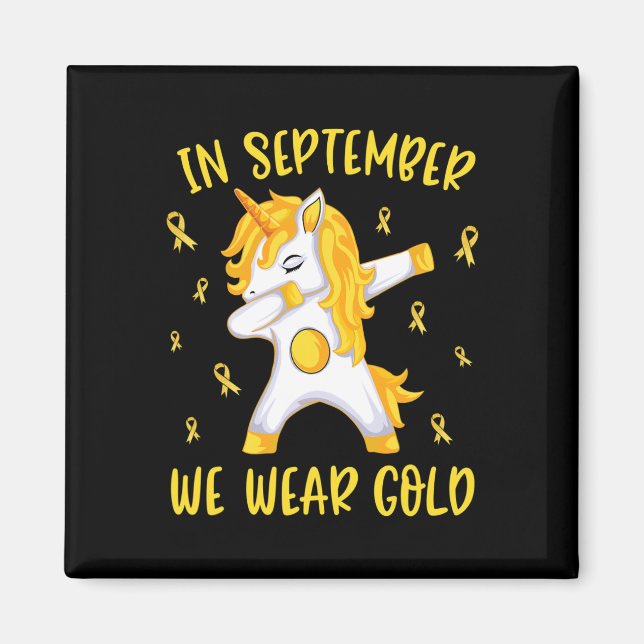 Aimant In September We Wear Gold Unicorn Childhood Cancer (Devant)