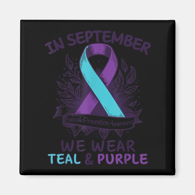 Aimant In September We Wear Teal Purple Ribbon Suicide Pr (Devant)
