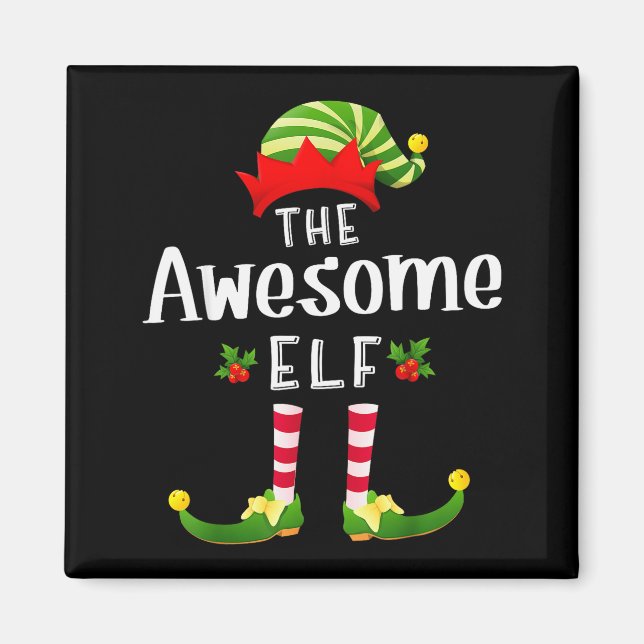 Aimant Incroyable Elfe de Noël Pyjama Assorti X-mas Fête  (Devant)