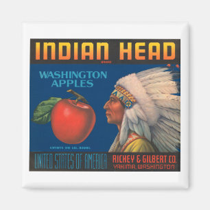 Aimant Indian Head Washington Apples Vintage Crate Étiqu