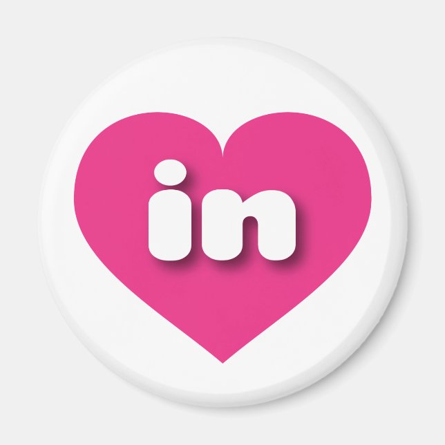 Aimant Indiana coeur rose chaud - J'aime dans (Devant)