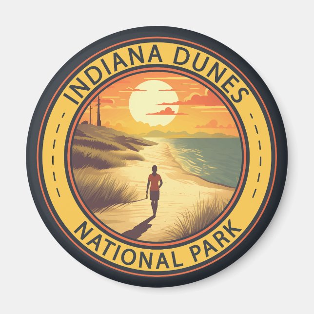 Aimant Indiana Dunes National Park Travel Art Vintage (Devant)