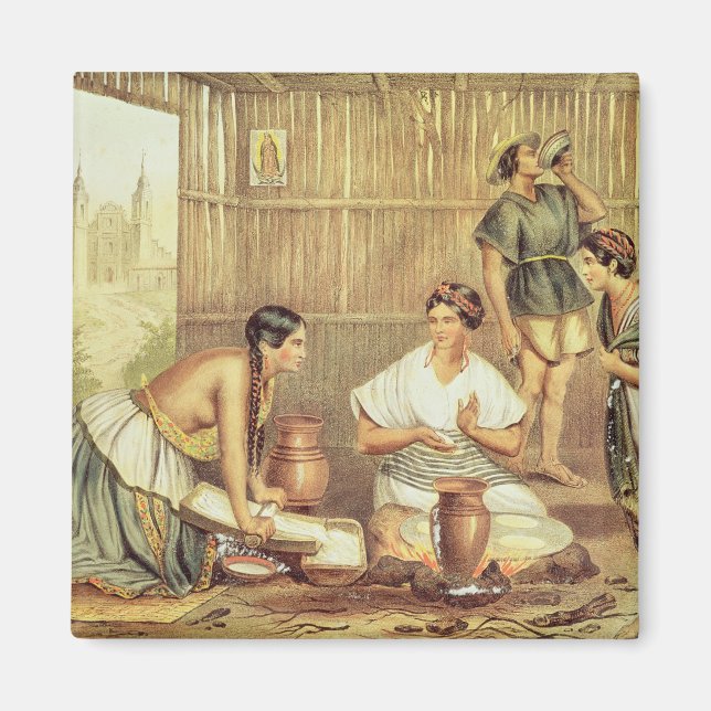 Aimant Indiens préparant des tortillas (Devant)