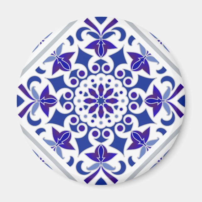 Aimant Indigo Azulejos Portuguese Blue and white tiles (Devant)