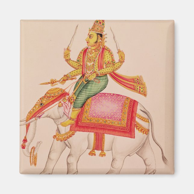 Aimant Indra, Dieu des tempêtes, chevauchant un éléphant (Devant)