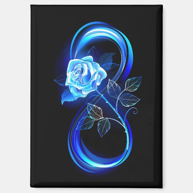 Aimant Infini lumineux avec rose bleue (Recto)