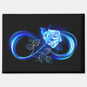 Aimant Infini lumineux avec rose bleue