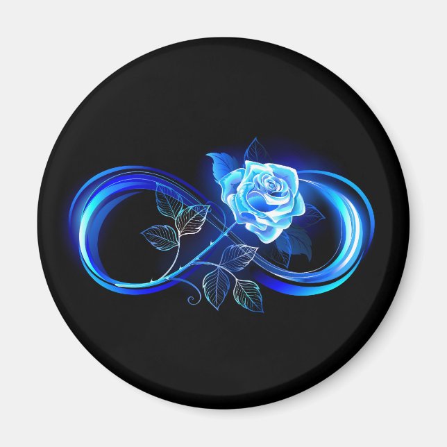 Aimant Infinité lumineuse avec rose bleue (Devant)