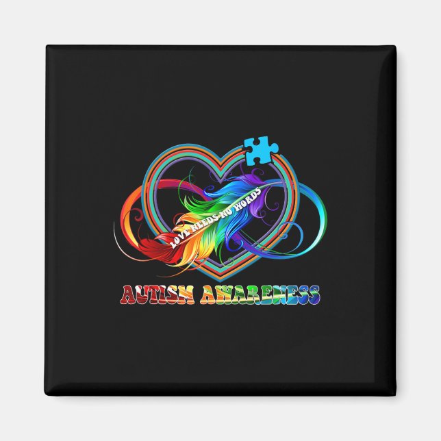 Aimant Infinity Heart Love Sensibilisation sur l'autisme  (Devant)