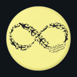 Aimant Infinity Magnet, Infinity Offres de bureau<br><div class="desc">Cette conception présente des avions à réaction sous la forme d'un symbole à l'infini. La citation sur le côté dit "Les meilleures histoires se trouvent entre les pages d'un passeport." ♥ Excellent cadeau pour le voyageur ou l'amateur d'aviation!</div>