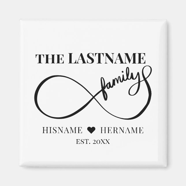 Aimant Infinity Personalized Family Name and Est. Date (Devant)