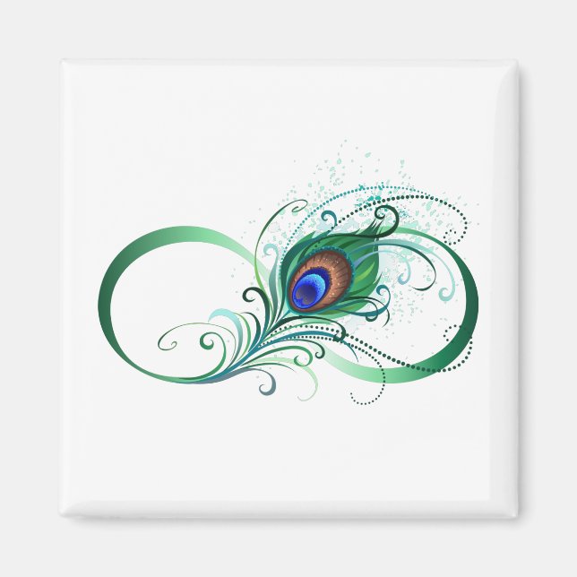 Aimant Infinity Symbol with Peacock Feather (Devant)