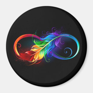 Aimant Infinity Symbol with Rainbow Feather