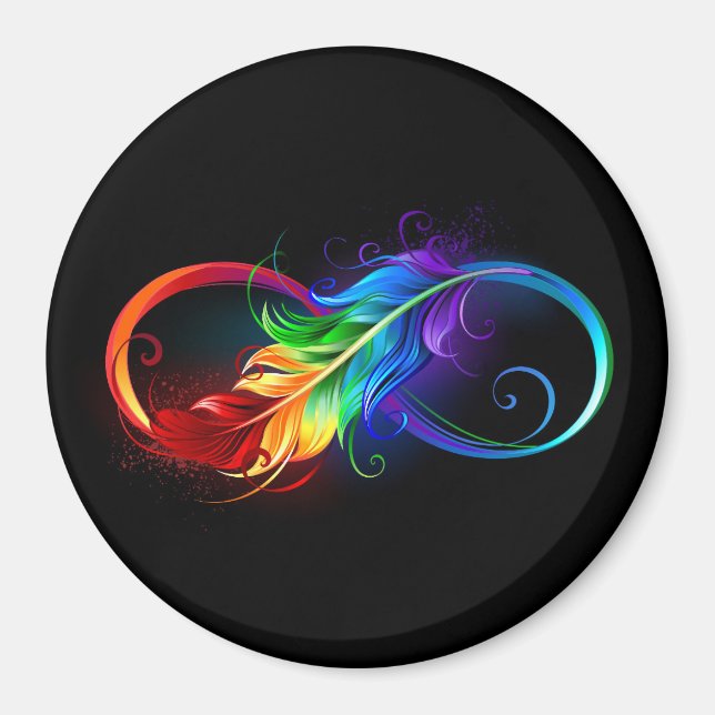 Aimant Infinity Symbol with Rainbow Feather (Devant)