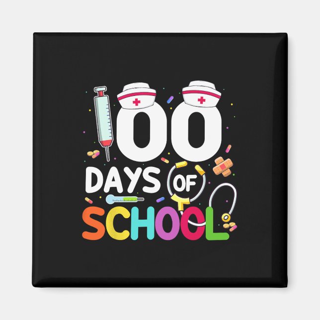 Aimant Infirmière 100 Jours D'Amour À L'École Stethoscope (Devant)