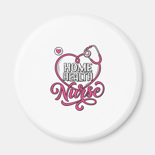 Aimant Infirmière à domicile Stethoscope rose Design de c (Devant)