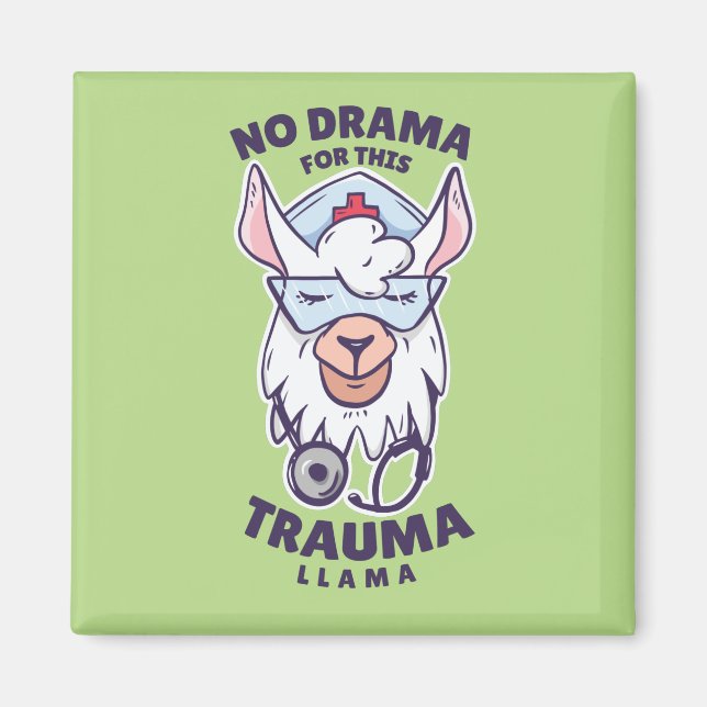 Aimant Infirmière aime lama (Devant)