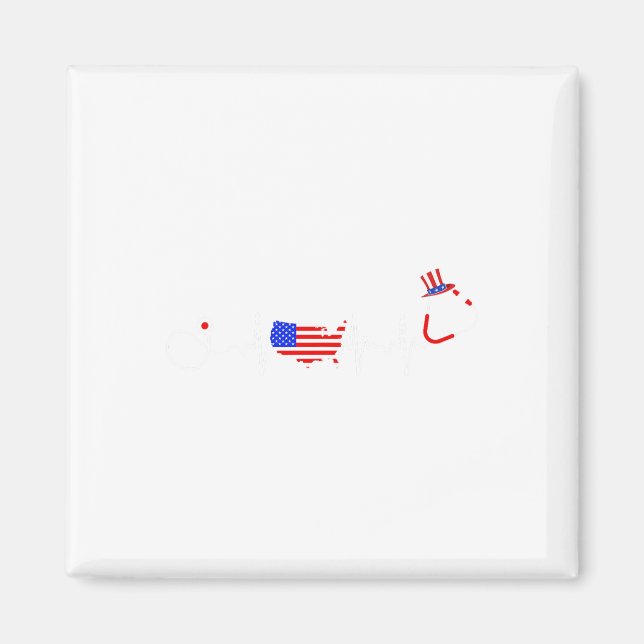 Aimant Infirmière américaine 4 juillet Drapeau des États- (Devant)