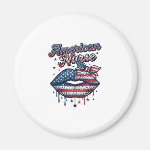 Aimant Infirmière Américaine Lips Patriotic Vector Design