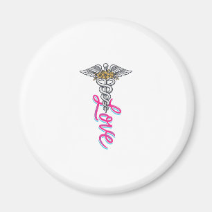 Aimant Infirmière Amour Caducée Floral Médical Design Ver