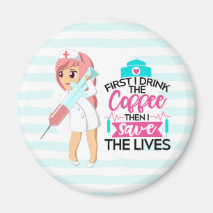 Aimant Infirmière amusante qui dit avec une grande aiguil