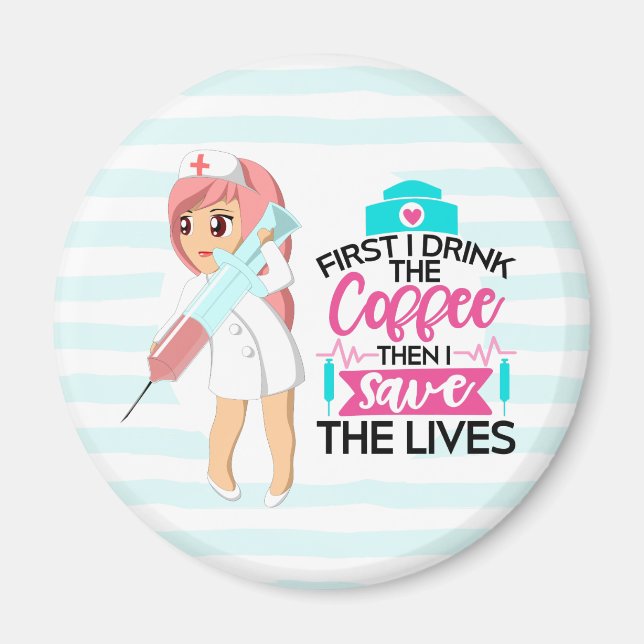 Aimant Infirmière amusante qui dit avec une grande aiguil (Devant)