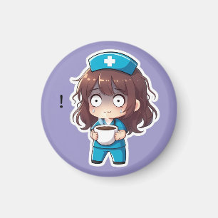 Aimant Infirmière Chibi Originale 2.0 - Épuisement Total