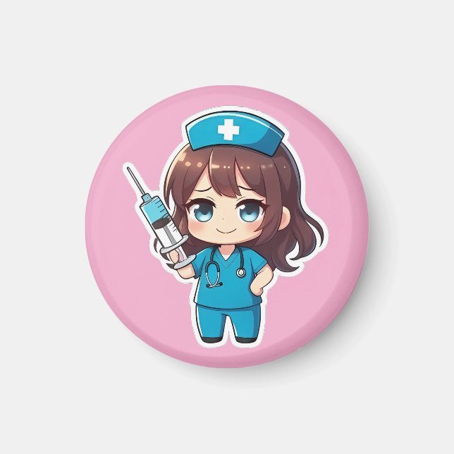 Aimant Infirmière Chibi Originale 2.0 - Soins de précisio (Devant)
