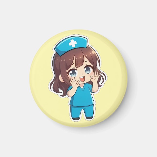 Aimant Infirmière Chibi Originale 3.0 - Ok (Devant)