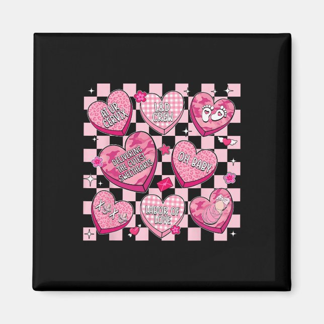 Aimant Infirmière d'accouchement de la Saint-Valentin Cœu (Devant)