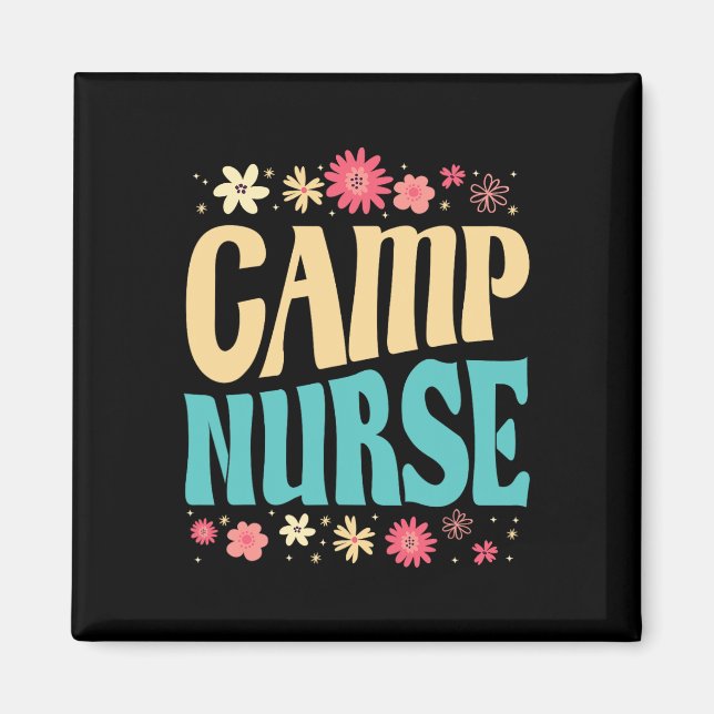 Aimant Infirmière de camp tenue florale camping d'été inf (Devant)