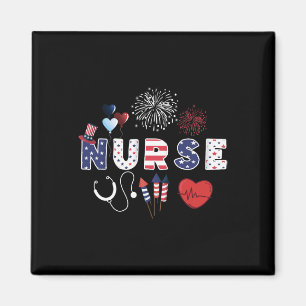 Aimant Infirmière de fierté Usa Drapeau Stethoscope Infir