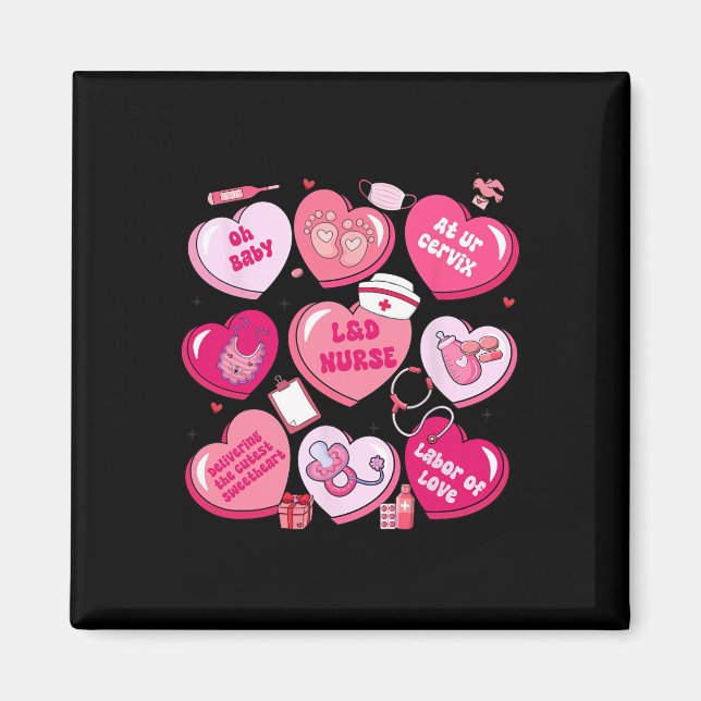 Aimant Infirmière de garde Saint-Valentin Cœur de bonbon  (Devant)