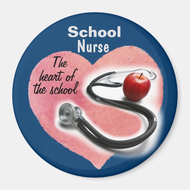 Aimant Infirmière de l'école Coeur de l'aimant de l'école (Devant)