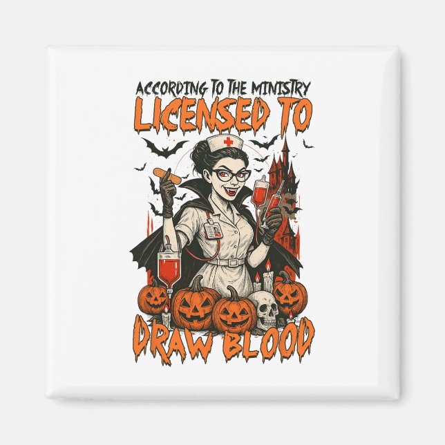 Aimant Infirmière De Saison Éffrayante Des Vibes D'Hallow (Devant)
