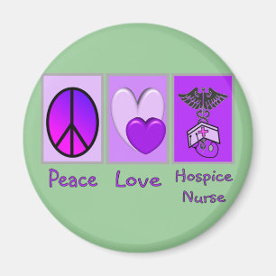 Aimant Infirmière d'hospice d'amour de paix (POURPRE)