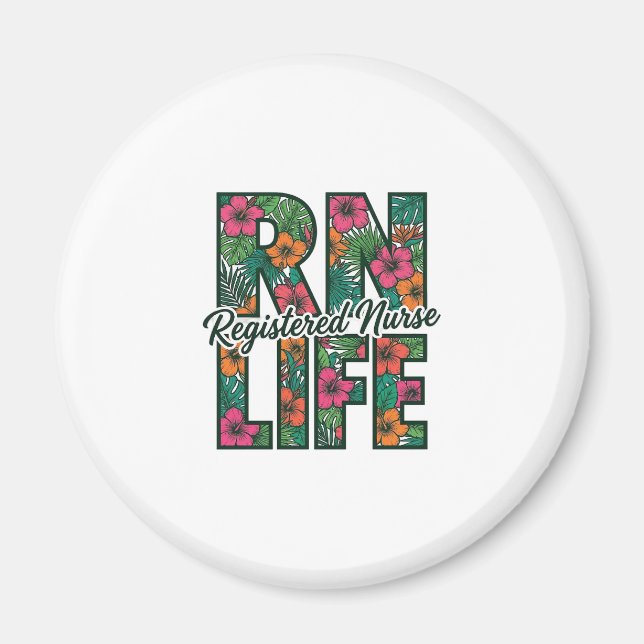 Aimant Infirmière diplômée RN Life Floral Vector Design_1 (Devant)