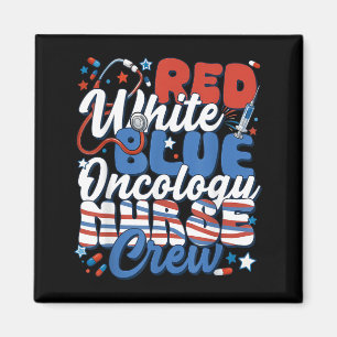Aimant Infirmière en oncologie Rouge Blanc Bleu Équipage