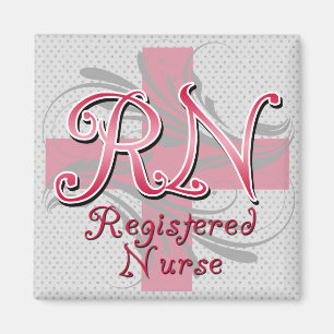 Aimant Infirmière inscrite, persiennes de croix roses