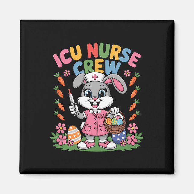 Aimant Infirmière Lapin Mignon Pâques USI Équipe de Lapin (Devant)