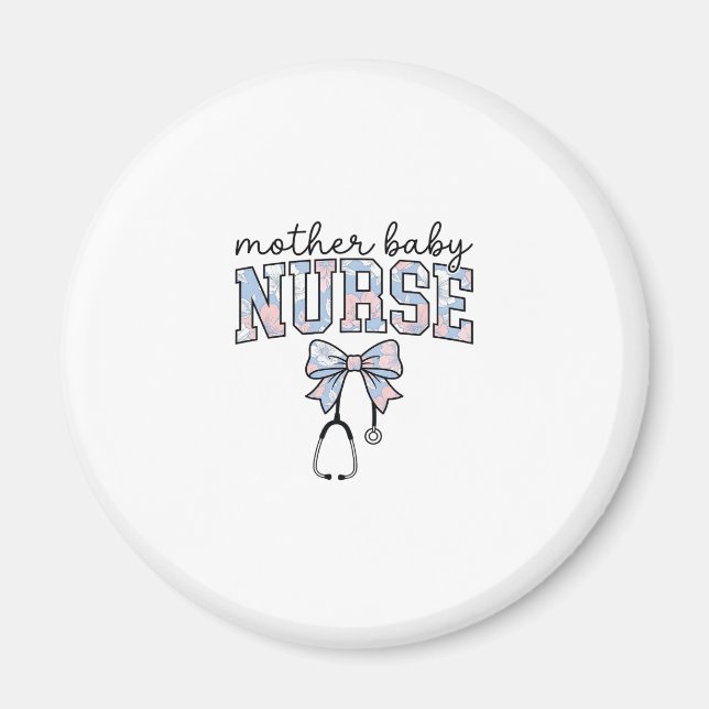 Aimant Infirmière Mère Bébé Chemise à nœud floral Design_ (Devant)
