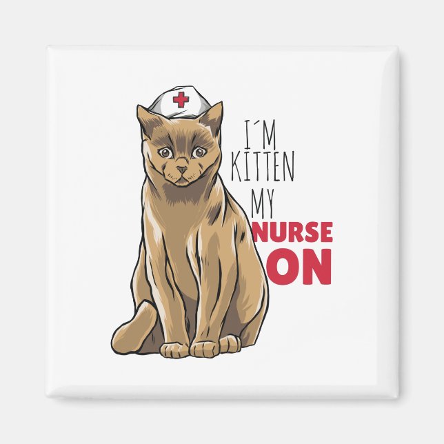 Aimant Infirmière Mignon Chat (Devant)