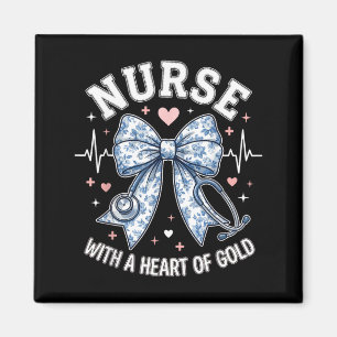 Aimant Infirmière mignonne Bow avec un cœur en or infirmi