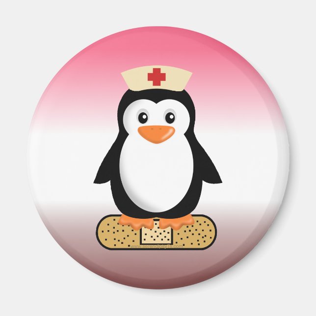 Aimant Infirmière Penguin (avec bandaid) (Devant)