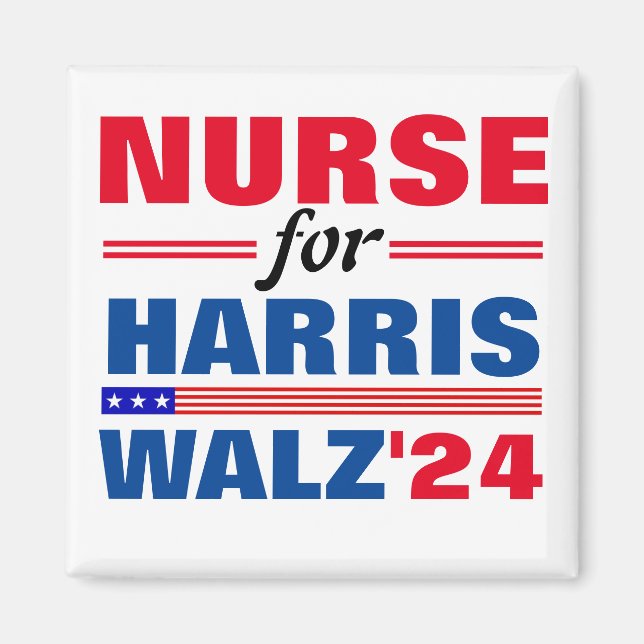 Aimant Infirmière pour Harris Walz Red Blue (Devant)